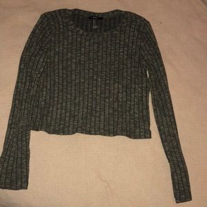 Olive green knit cropped top